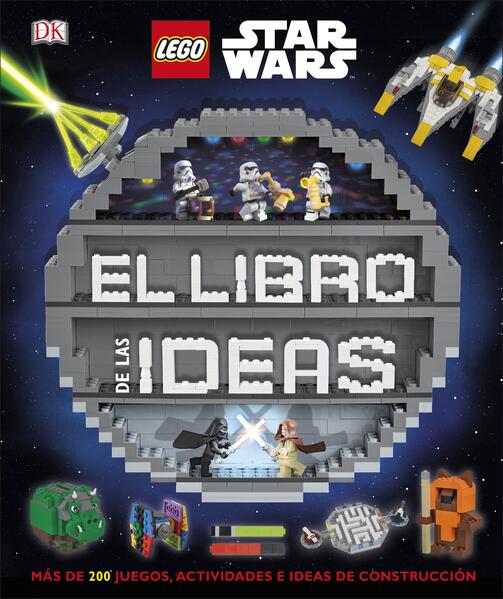 Portada del libro LEGO Star Wars. El libro de las ideas, mostrando naves y minifiguras LEGO en acción y el logo de Star Wars.