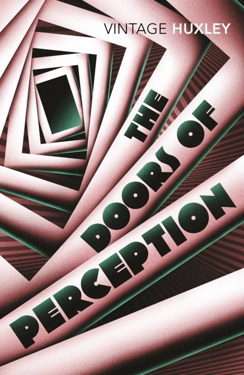 The Doors of Perception by Aldous Huxley book cover, featuring a thought-provoking design on a philosophical nonfiction class