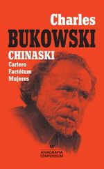 Portada del libro Cartero/Factótum/Mujeres de Charles Bukowski, con un diseño que evoca su estilo crudo y literario.