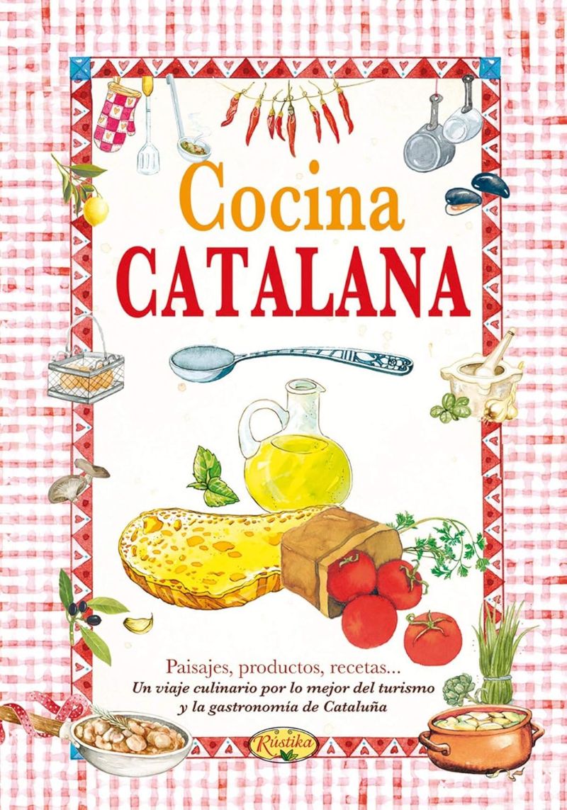 Portada del libro Cocina Catalana mostrando un diseño evocador de la gastronomía y paisajes de la región.