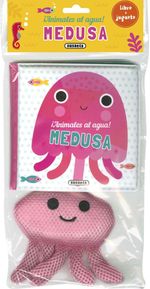 Libro de baño ¡Animales Al Agua!: Medusa, de plástico colorido con ilustraciones de medusa y burbujas.