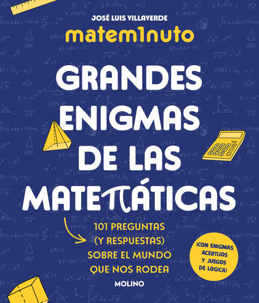 Portada del libro Matem1nuto. Grandes enigmas de las matemáticas, de José Luis Villaverde, con diseño moderno y números flota