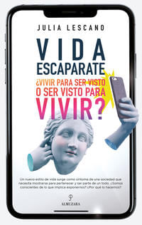 Portada del libro Vida Escaparate de Julia Lescano, con un diseño que insinúa una ventana o pantalla.